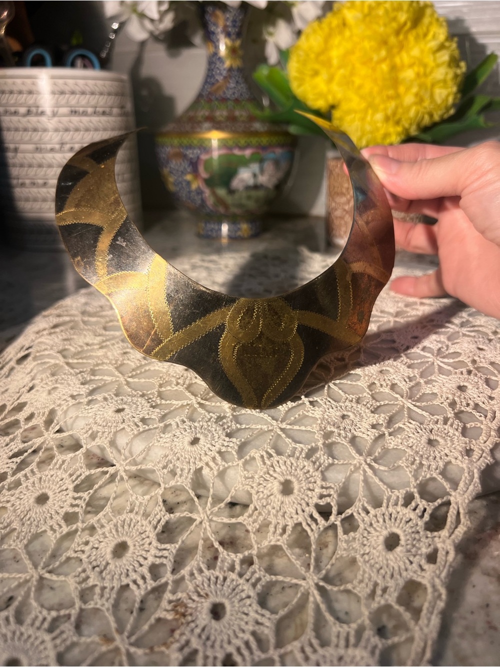 Silver and Gold tone Collar Necklace-Rare